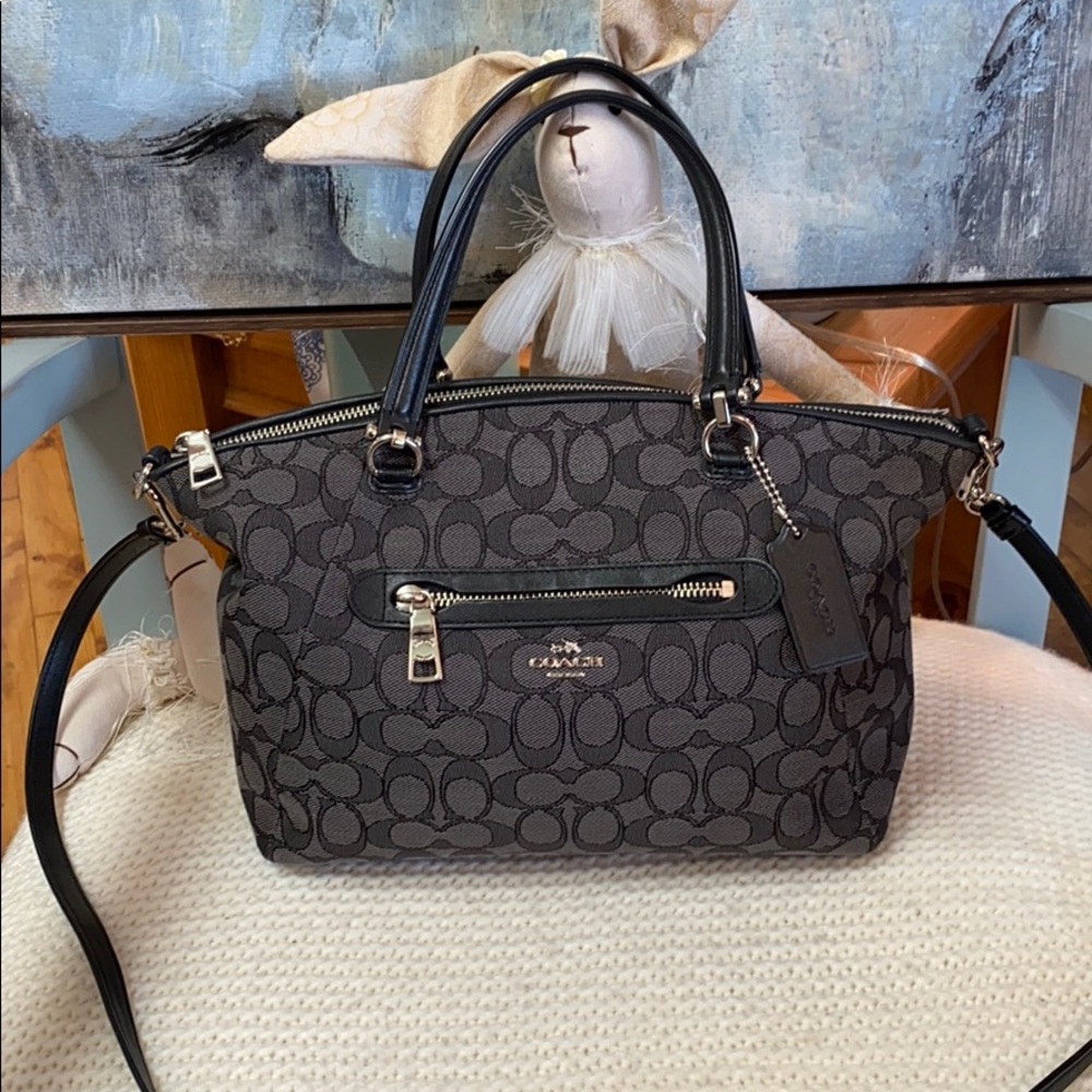 COACH Sig Prairie Black/Smoke Blk Satchel Handbag